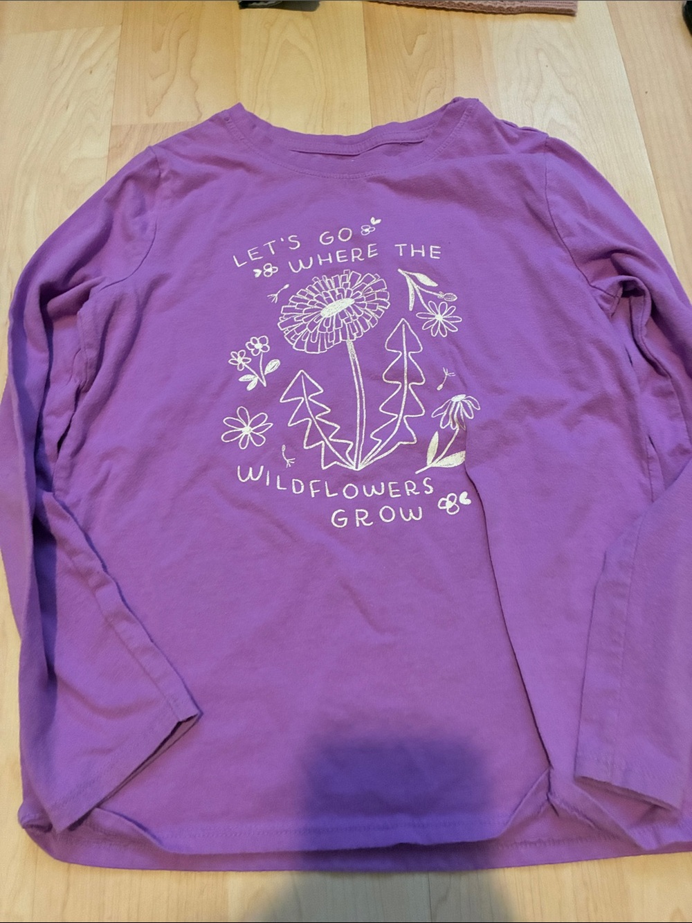 Cat & Jack Purple Long-Sleeve Wildflower Graphic Tee